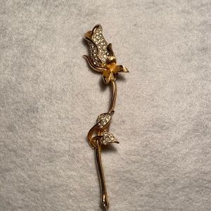 KJL Gold Tone Rose Pin